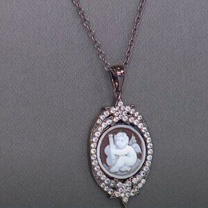 Rarities Carol Brodie "Little Angel" Carved Cameo Pendant with Chain